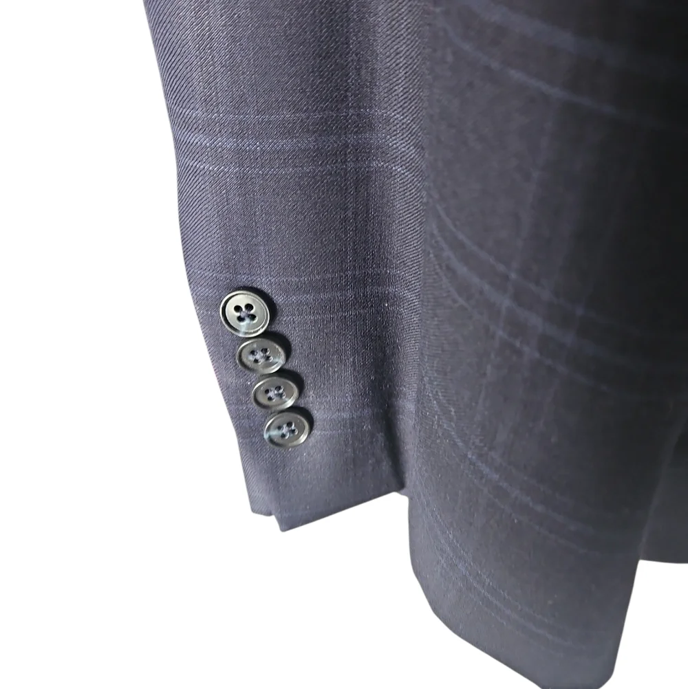 Jos A Bank Navy Windowpane 46L Tailored Sports Coat/Blazer